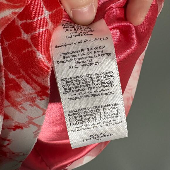 Bebe Y2K Red & White Patterned Tattered Ruffle Strapless Bodycon Dress - Small - Picture 5 of 7